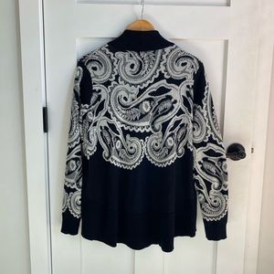 Cynthia Rowley Cardigan Open in Front Black / White Sweater